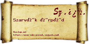 Szarvák Árpád névjegykártya
